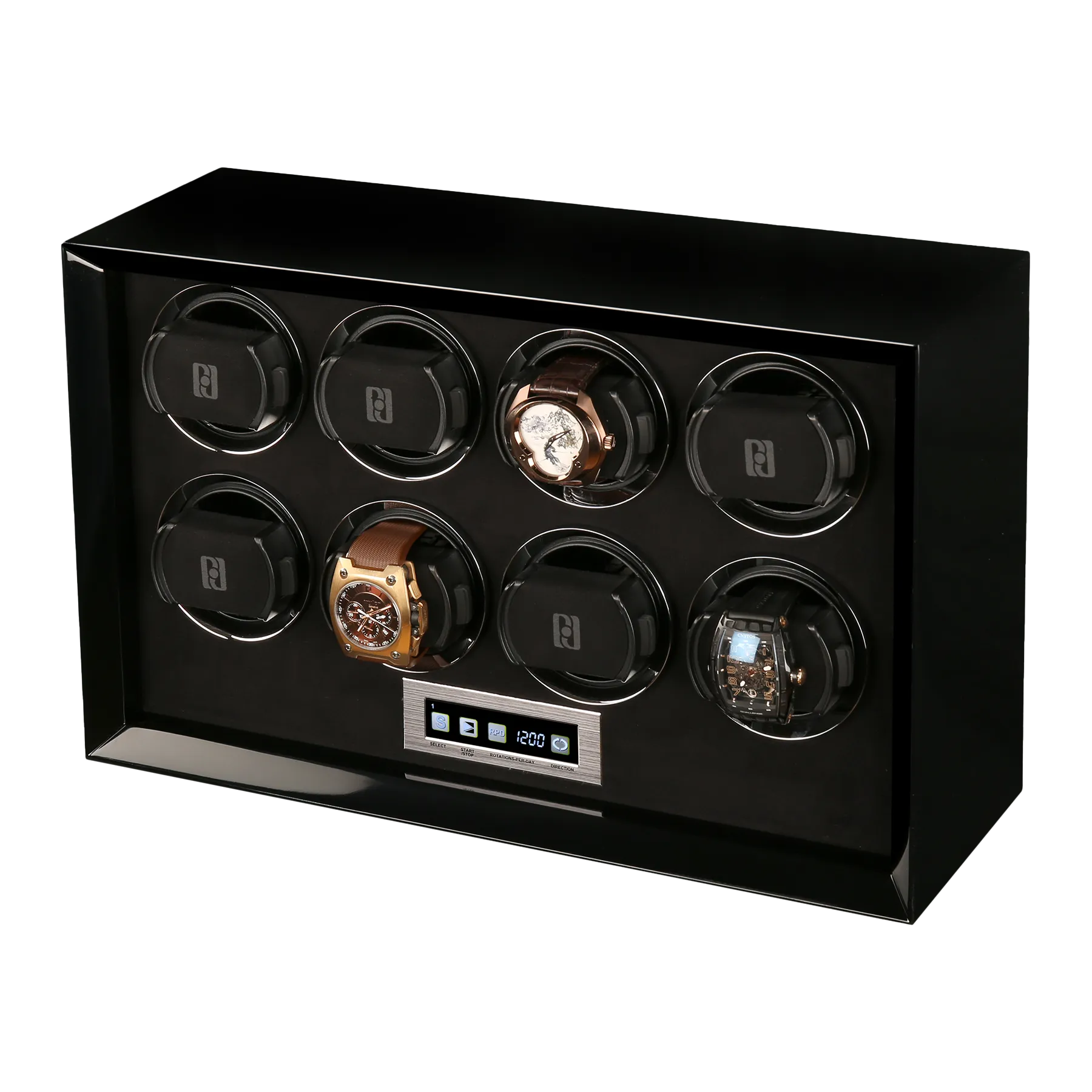 Шкатулка для автоподзавода 8-ми часов Petite 8 BLACK [110084]
